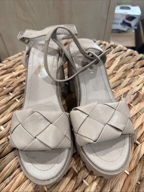 Steve Madden Neutral Braided Platform Heels with Ankle Strap